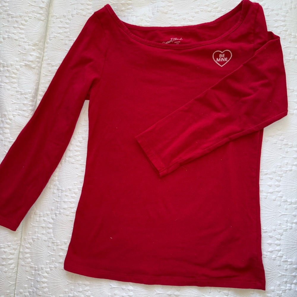 NWOT Universal Thread Long Sleeve Tee in Red with Heart Patch